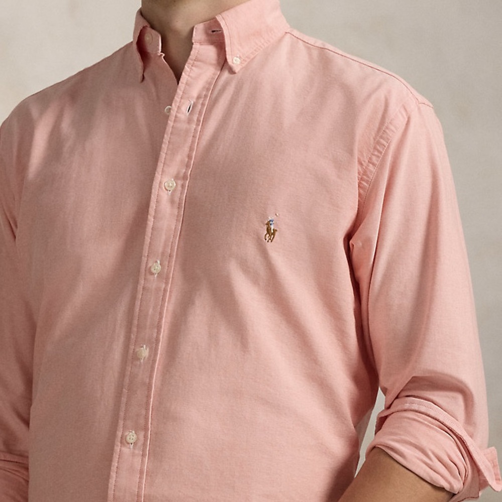 Ralph Lauren (M) Custom Fit Classic Button Up Oxford Collared Shirt- Light Pink